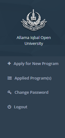 Apply for new program on AIOU Admission Portal